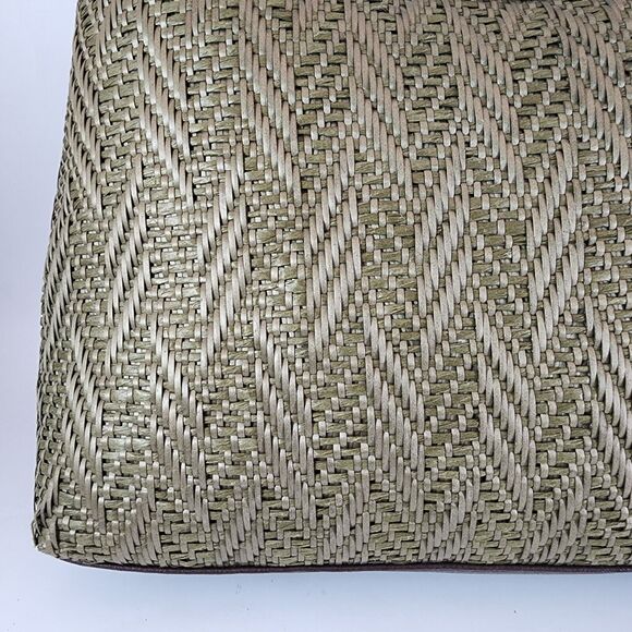 Stone Mountain Green Leather Weaved Straw Look Purse Shoulder Handbag - Picture 3 of 14
